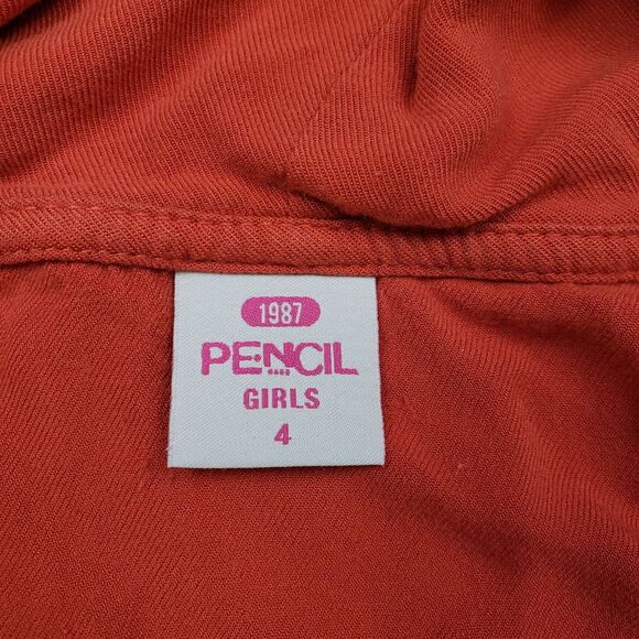 Pencil 1987 Hooded Romper Shorts Girls 4 Orange Half Zip Sleeveless Kids - Picture 5 of 11